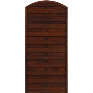 Braunes Sichtschutzzaun-Element München aus lasiertem Kiefernholz, geriffelte Bretter, 180/195x90 cm.