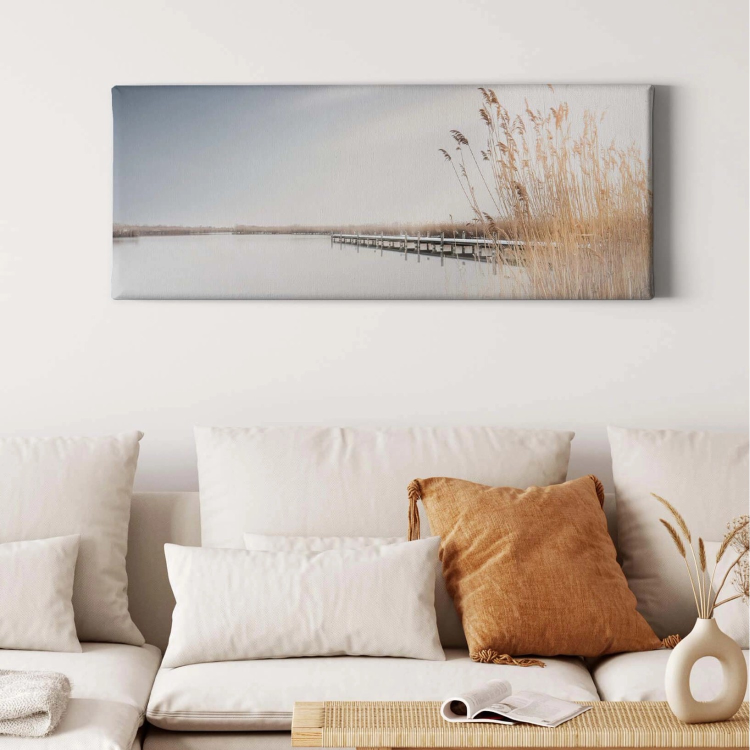 Bricoflor See Bild Auf Leinwand Landschaft Bild Mit Steg Ins Wasser In Hell günstig online kaufen