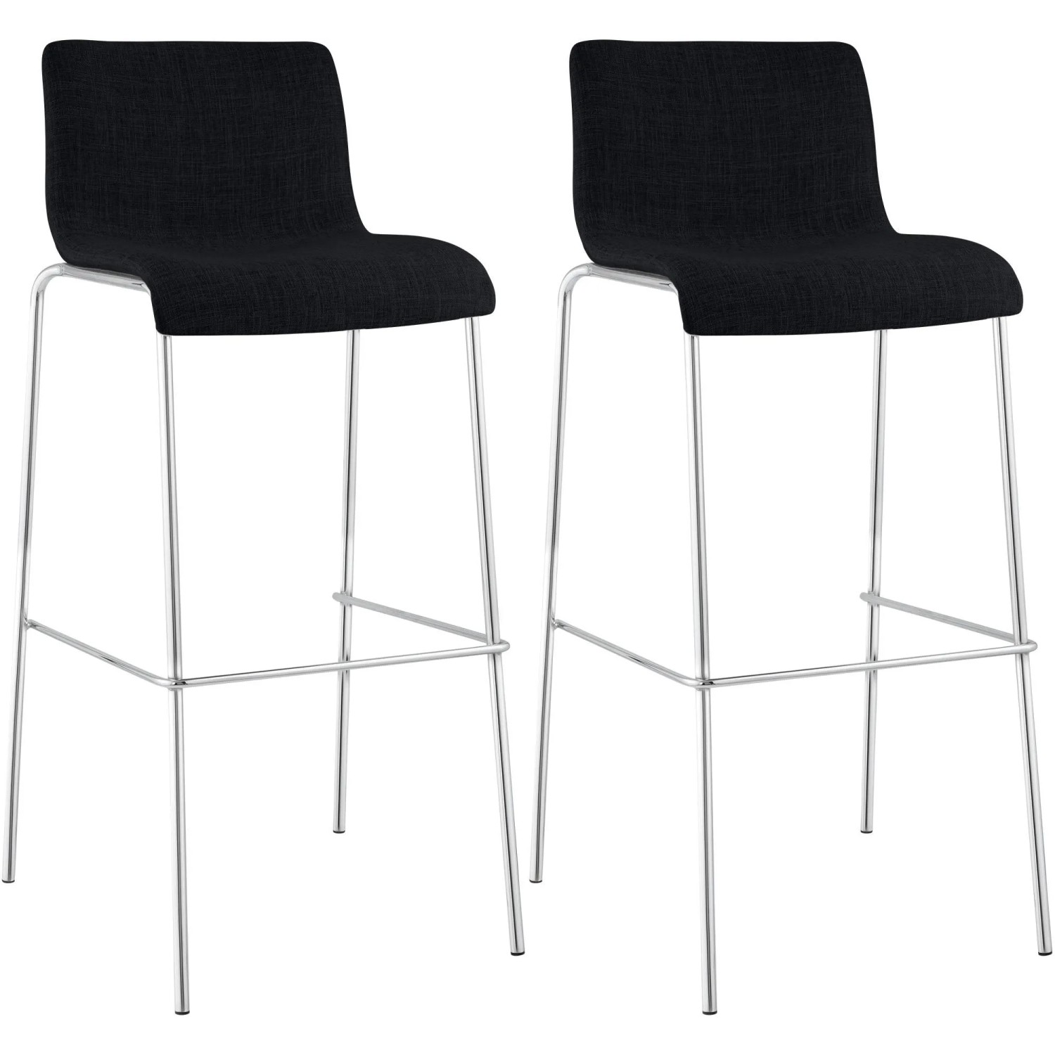 CLP 2er Set Barhocker Hover Stoff Vierfußgestell Schwarz/Chrom