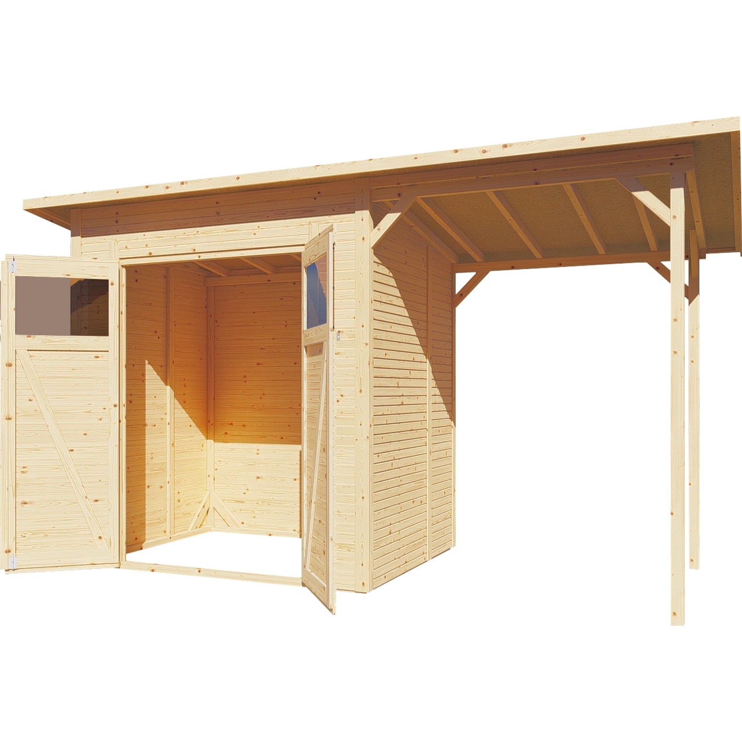Bertilo Gerätehaus Pent Modern 2 Plus Natur 371 cm x 157 cm FSC®