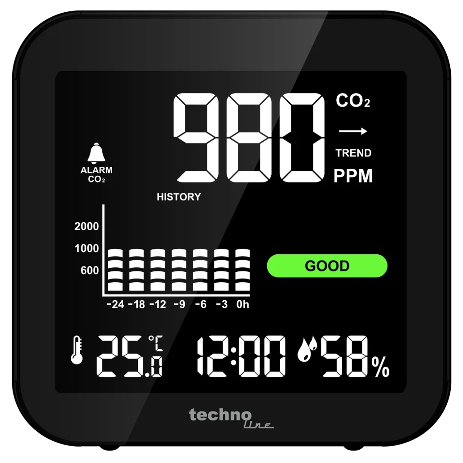 technoline Luftgüte-Monitor WL 1025 Schwarz