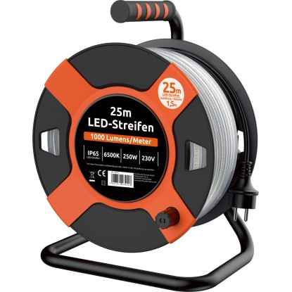 Kabeltrommel mit 25 m Lichtband 6.500 K IP65