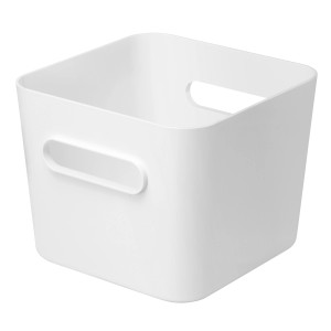 Weiße SmartStore Compact Square L Aufbewahrungsbox mit Griffen.