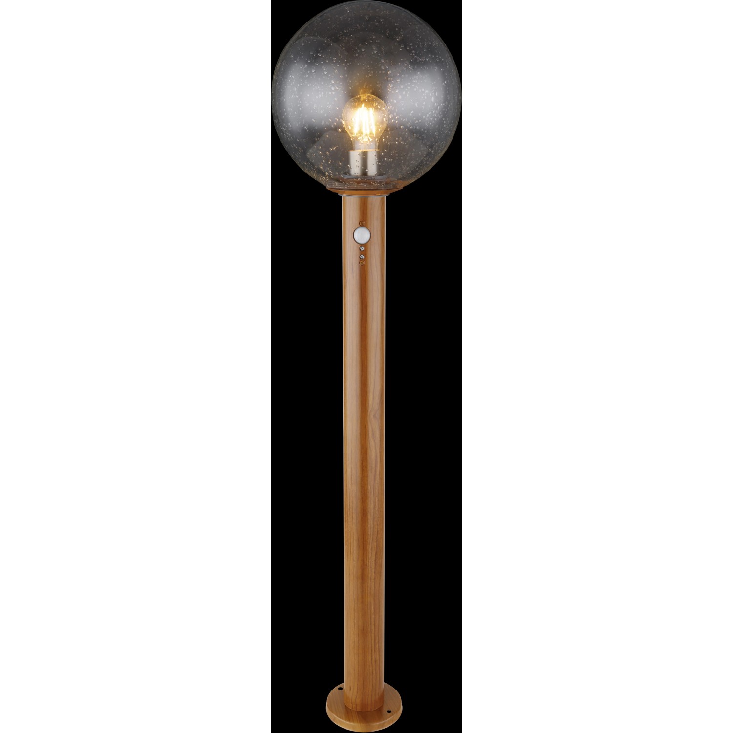 Globo Außenleuchte Ossy mit Bewegungsmelder, Holzoptik, 100cm hoch.