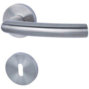 Alpertec Türdrücker Fair II, Edelstahl satiniert, für Zimmertüren mit Buntbart-Schloss.