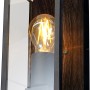 Eco-Light Außenleuchte Karo mit Holzoptik und schwarzem Rahmen. Klassische Wandleuchte.