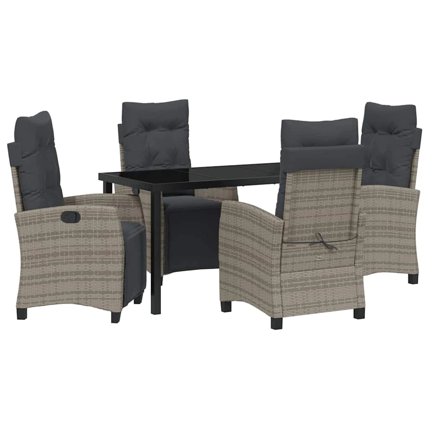 vidaXL Garten Essgruppe 5-Tlg Grau Poly Rattan 3380437 günstig online kaufen