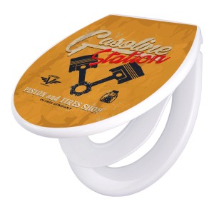 Banjado WC-Sitz mit Kindersitz und Absenkautomatik, Motiv Gasoline Station.