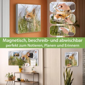 Großer Banjado Schlüsselkasten aus weißem Metall mit Fuchsmotiv, magnetisch, beschreibbar und abwischbar, im Flur.