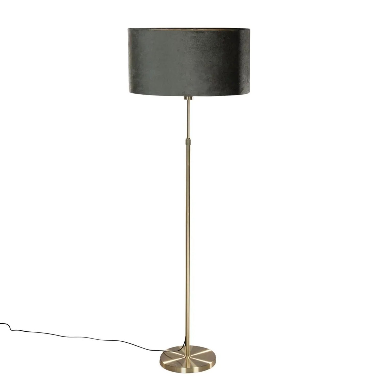 QAZQA Stehleuchte Gold mit Ovalem Samtschirm Grün 50cm Parte