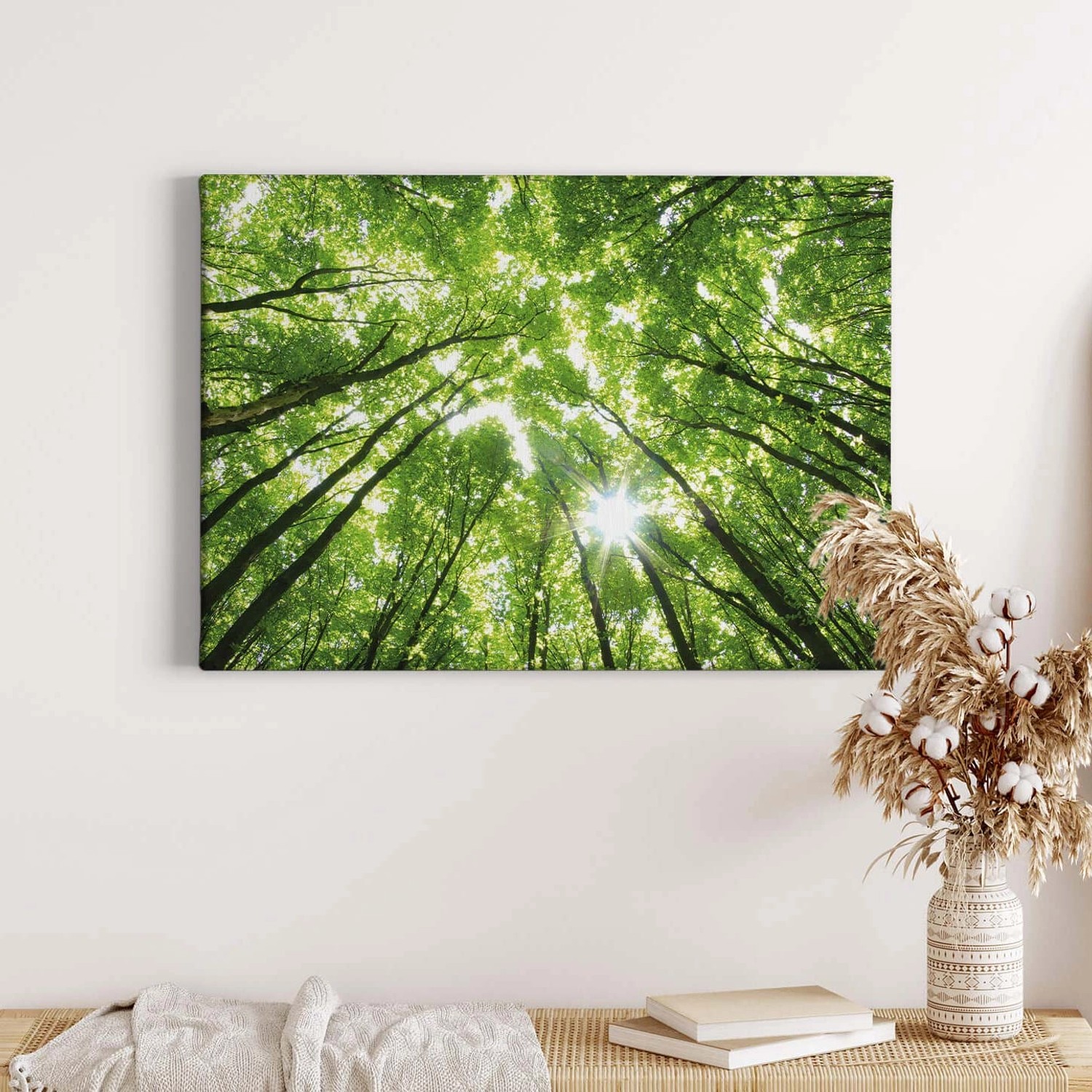 Bricoflor Leinwandbild Mit Wald Motiv Wandbild Mit Bäumen Ideal Für Schlafzimmer Und Büro Grünes Leinwand Bild Mit Wald 