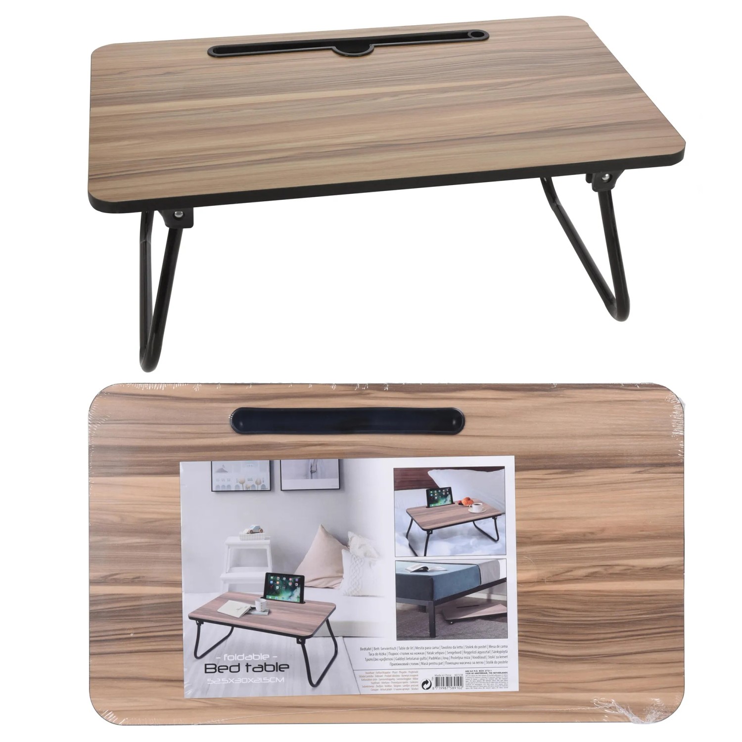 Bett-Laptoptisch MDF Holz 52,5 cm x 30 cm x 21,5 cm Braun