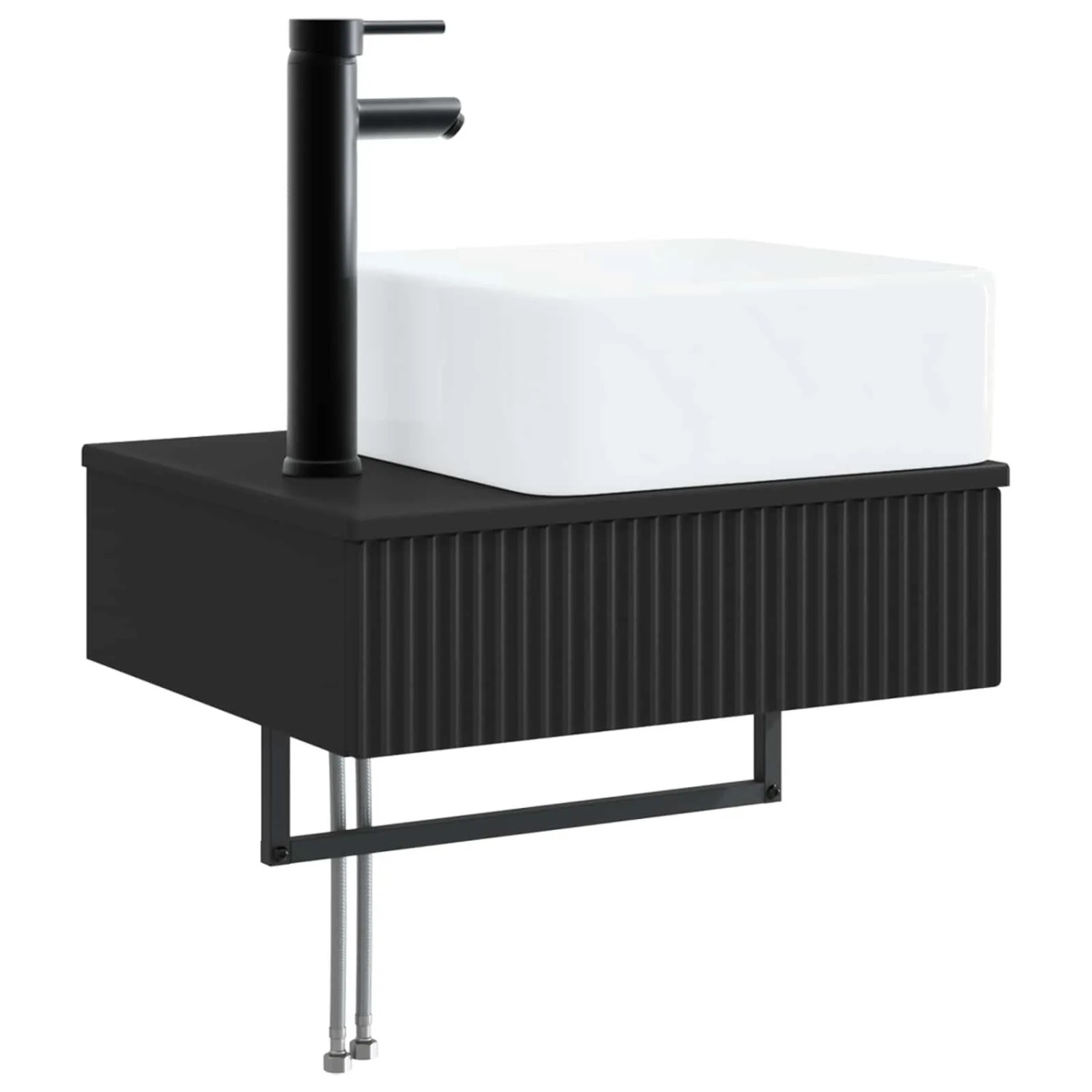 vidaXL Wandmontiertes Waschbecken Schwarz 50 x 41 x 39 cm 890189