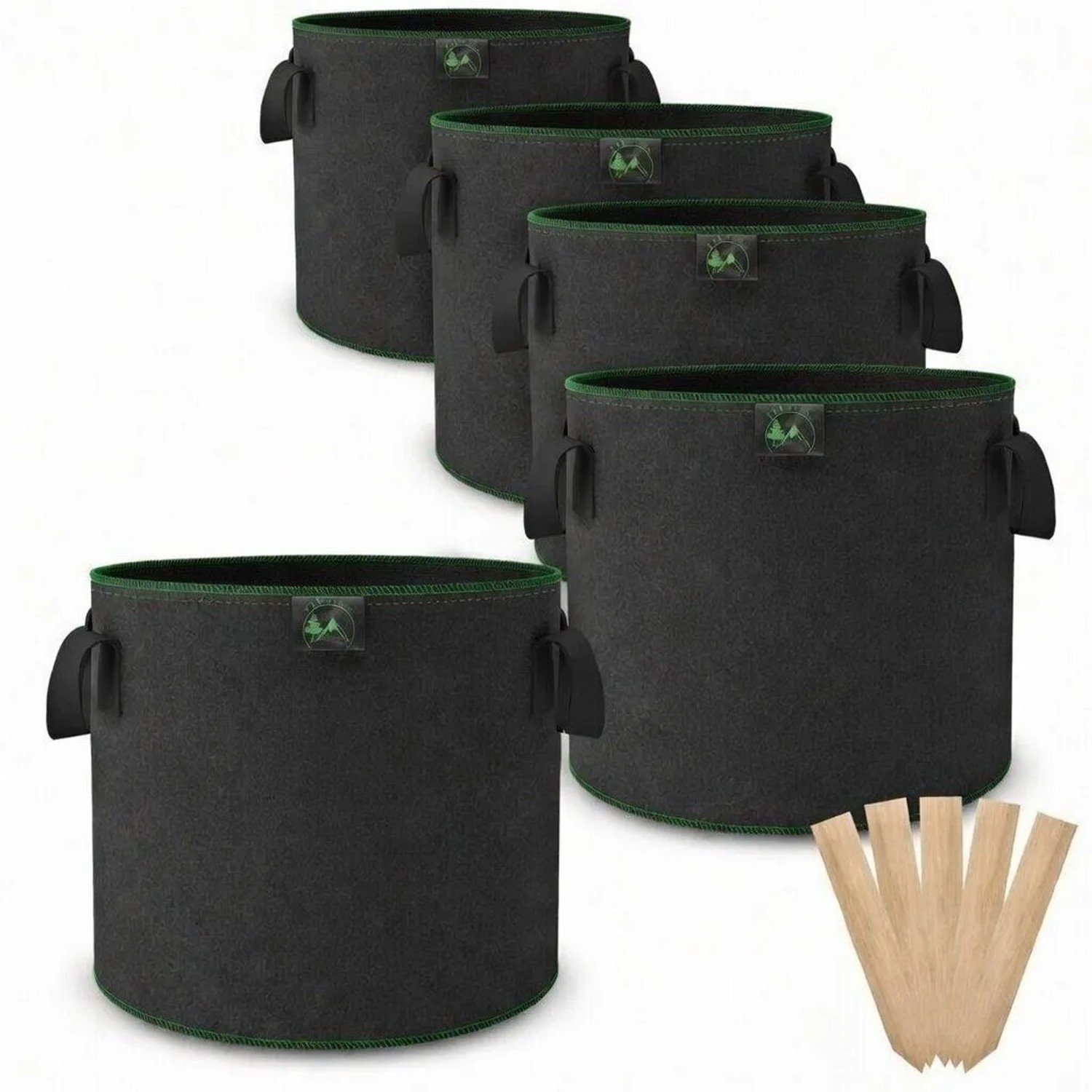 TTL GARDEN Pflanzsack 6L 5er Set Filz Stofftopf 300g/qm Vlies Pflanzentopf Rund Ø20cm Für Kräuter Gemüse Blumen Anzucht