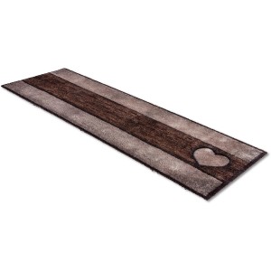 Astra Sauberlaufmatte Pure und Soft, 50x150 cm, Holzoptik mit Herz, für den Eingangsbereich.