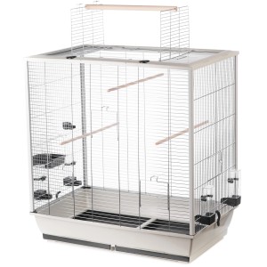 Heller Vogelkäfig Fiona Cabrio (78x48x82cm) mit aufklappbarem Dach und Zubehör.