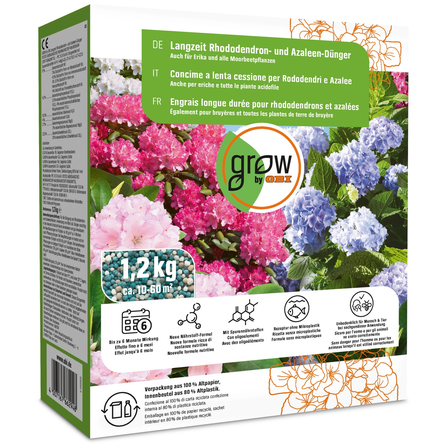 GROW by OBI Langzeit Rhododendron- und Azaleen-Dünger, 1,2 kg