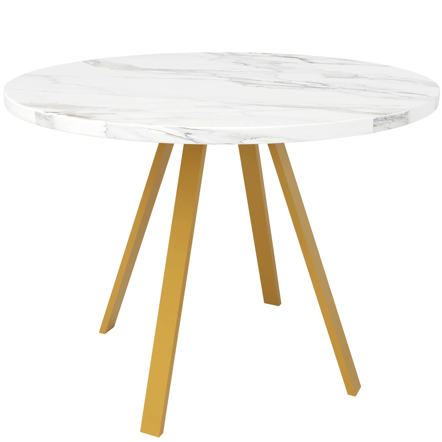 Merax Esstisch 80x80x75 cm Weiß Marmoroptik Gold Metallbeine 4 Personen