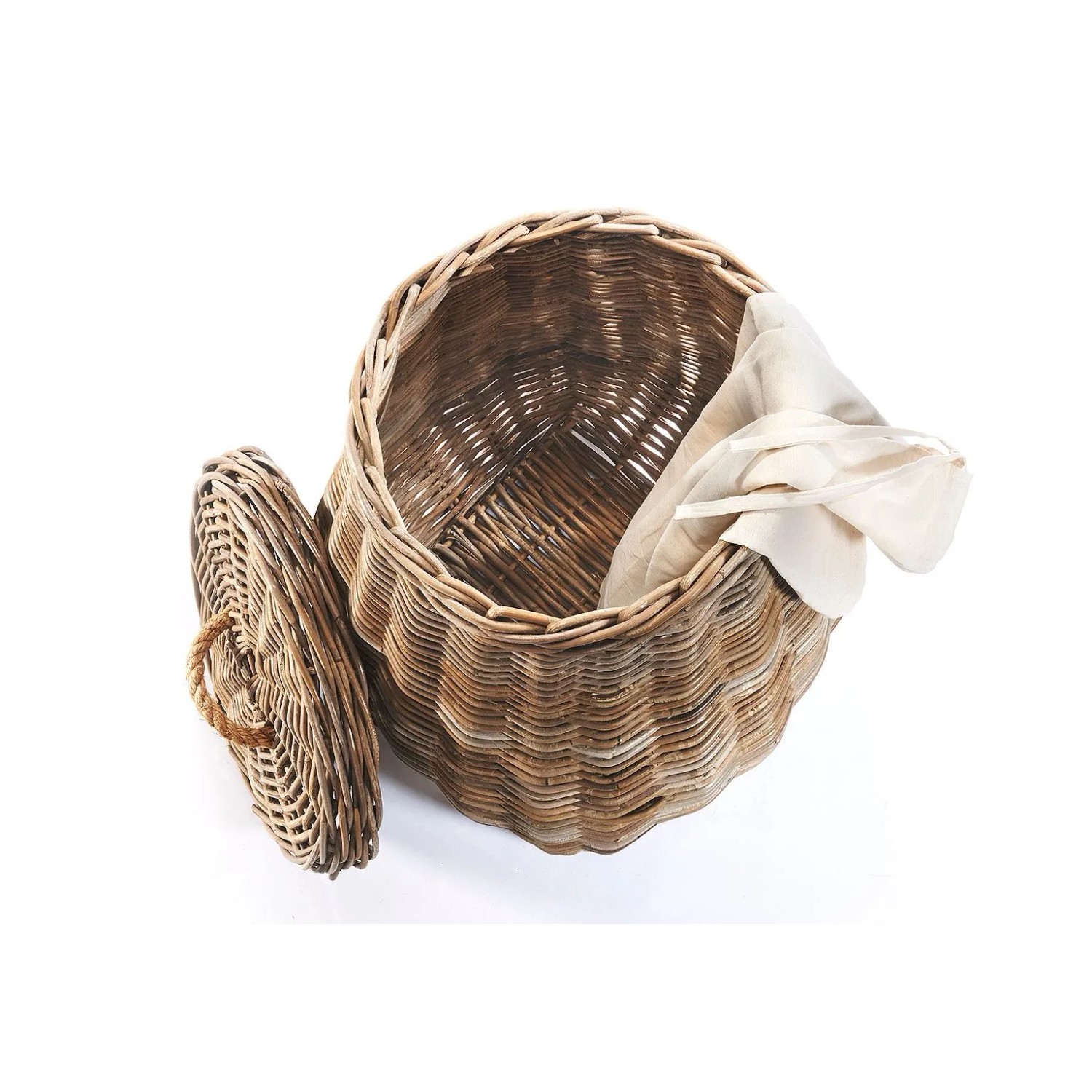 Kobolo Wäschekorb Rattankorb Aufbewahrungskorb Rattan Kubu Grey_5