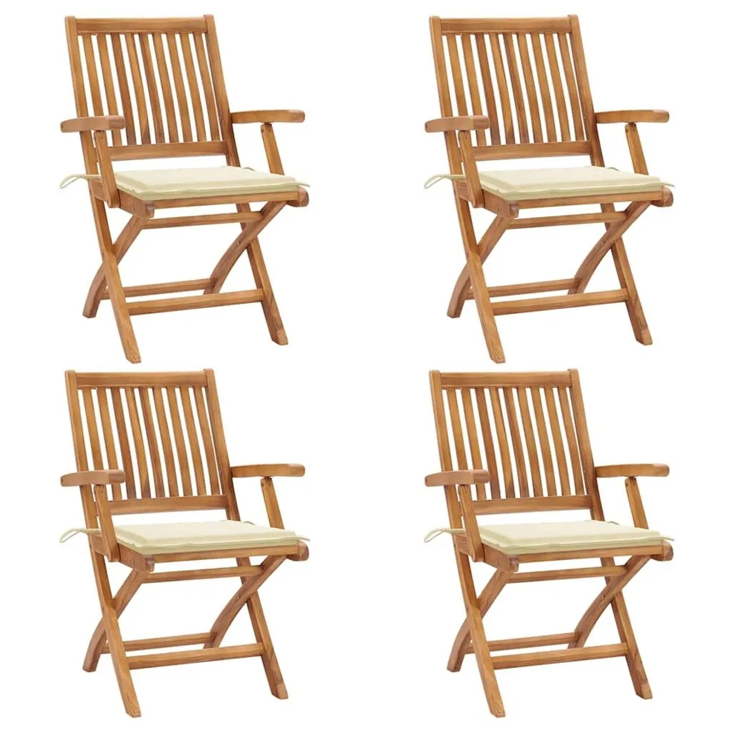 vidaXL Klappbare Gartenstühle mit Kissen 4 Stk Massivholz Teak 3072725 günstig online kaufen