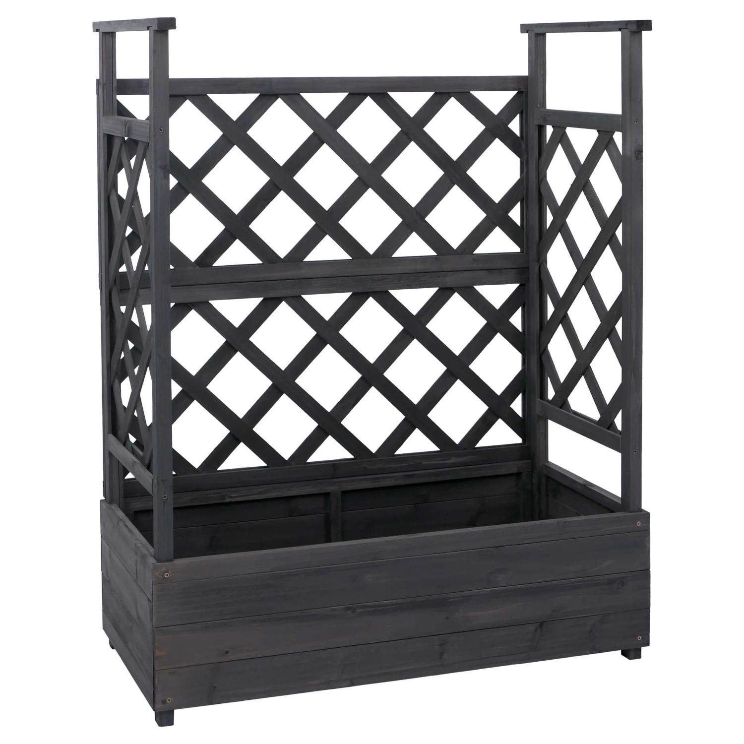 PROREGAL Hochbeet HxBxT 114x85x44cm Blumenkasten Pflanzkübel Rankgitter Rankhilfe Spalier Holz Anthrazit-Grau