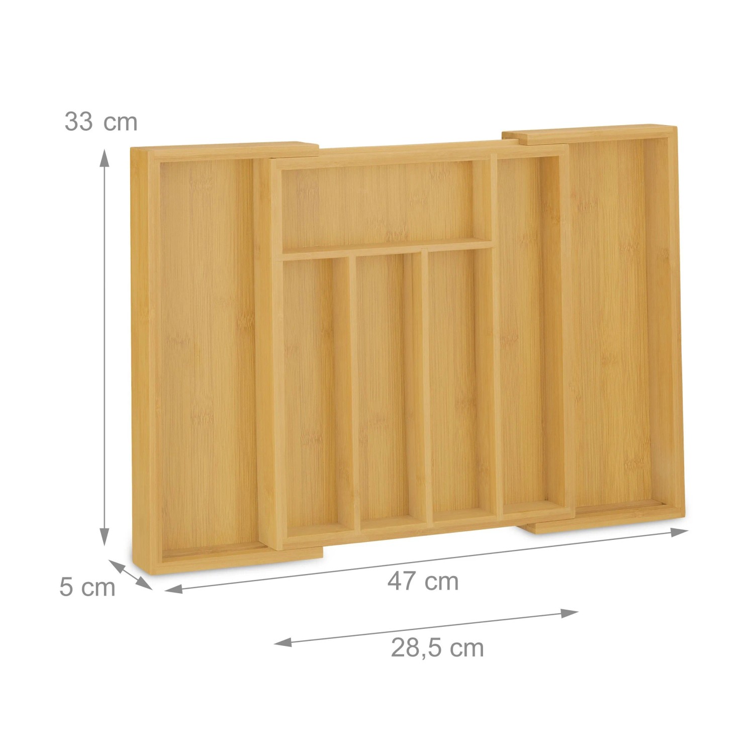 Relaxdays Besteckkasten Bambus MDF Natur Ausziehbar 5 cm x 28,5 cm x 33 cm 1,1 kg_2