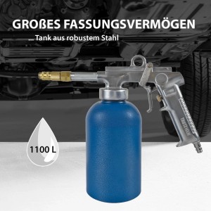 TRUTZHOLM Druckbecherpistole mit 1100ml Tank für Lackreparatur und Hohlraumversiegelung.