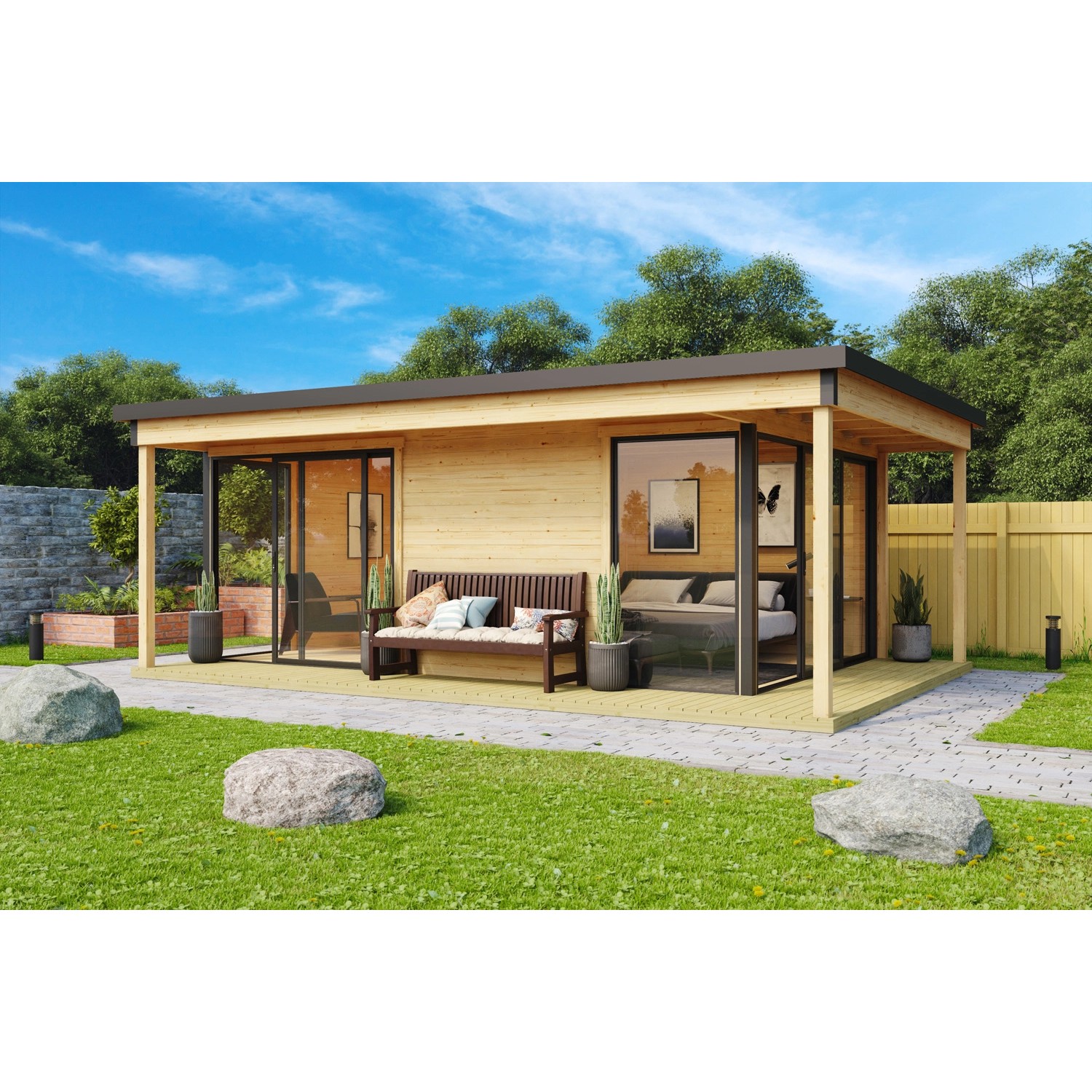 Lasita Maja Gartenhaus Domeo 3 Loggia Natur 509 cm x 322 cm günstig online kaufen