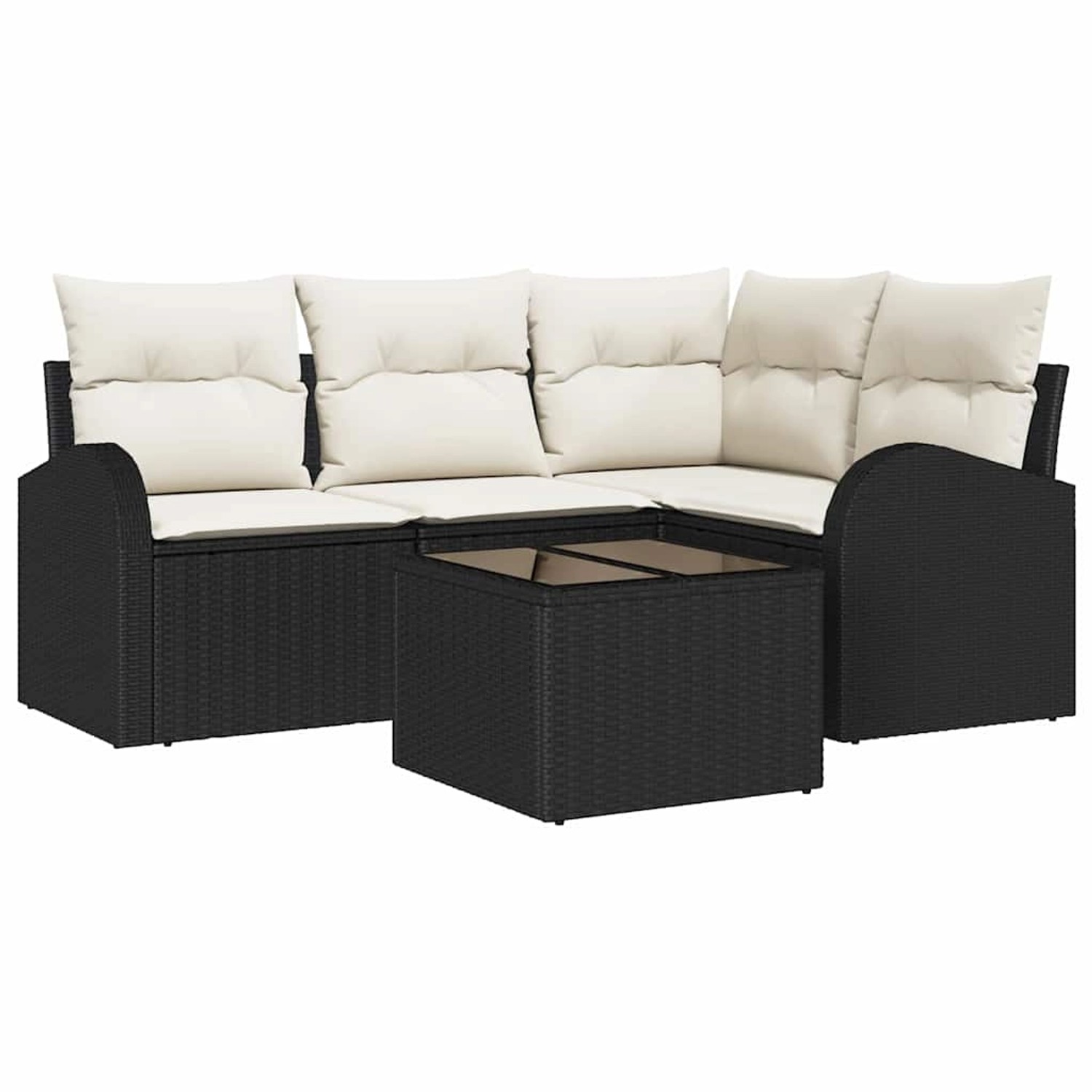 vidaXL Garten-Sofa-Set mit Kissen 5-Tlg Schwarz Weiß Poly Rattan 3354696 günstig online kaufen