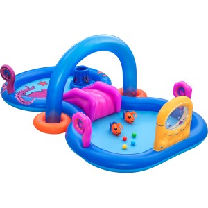 Bestway Wasserspielcenter Unterwasserwelt mit Rutsche, Sprinkler und Spielbällen, 330x188x117cm.