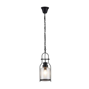Lindby Pendelleuchte Laterne Rozalie 9624814 Retro Vintage Antik in Schwarz aus Metall 1-flammig E27 Flurleuchte