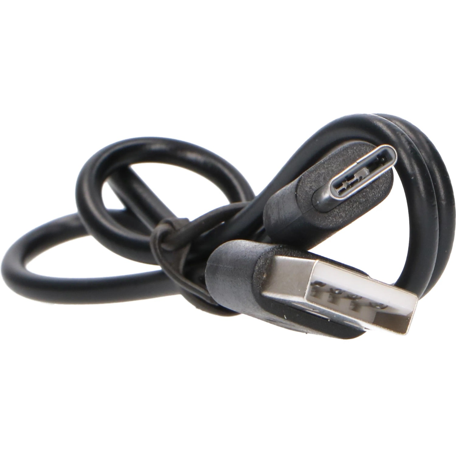 Schwarzes USB-Kabel (USB-A auf USB-C) für LED's Work Stirnlampe.