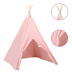 vidaXL Kinder Tipi-Zelt mit Tasche Pfirsichhaut Rosa 120x120x150 cm 80270