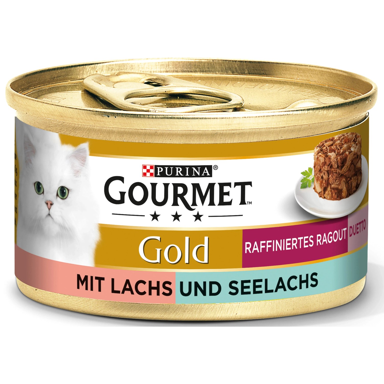 Gourmet Katzen-Nassfutter Gold Raffiniertes Ragout Duetto mit Lachs und Seelachs
