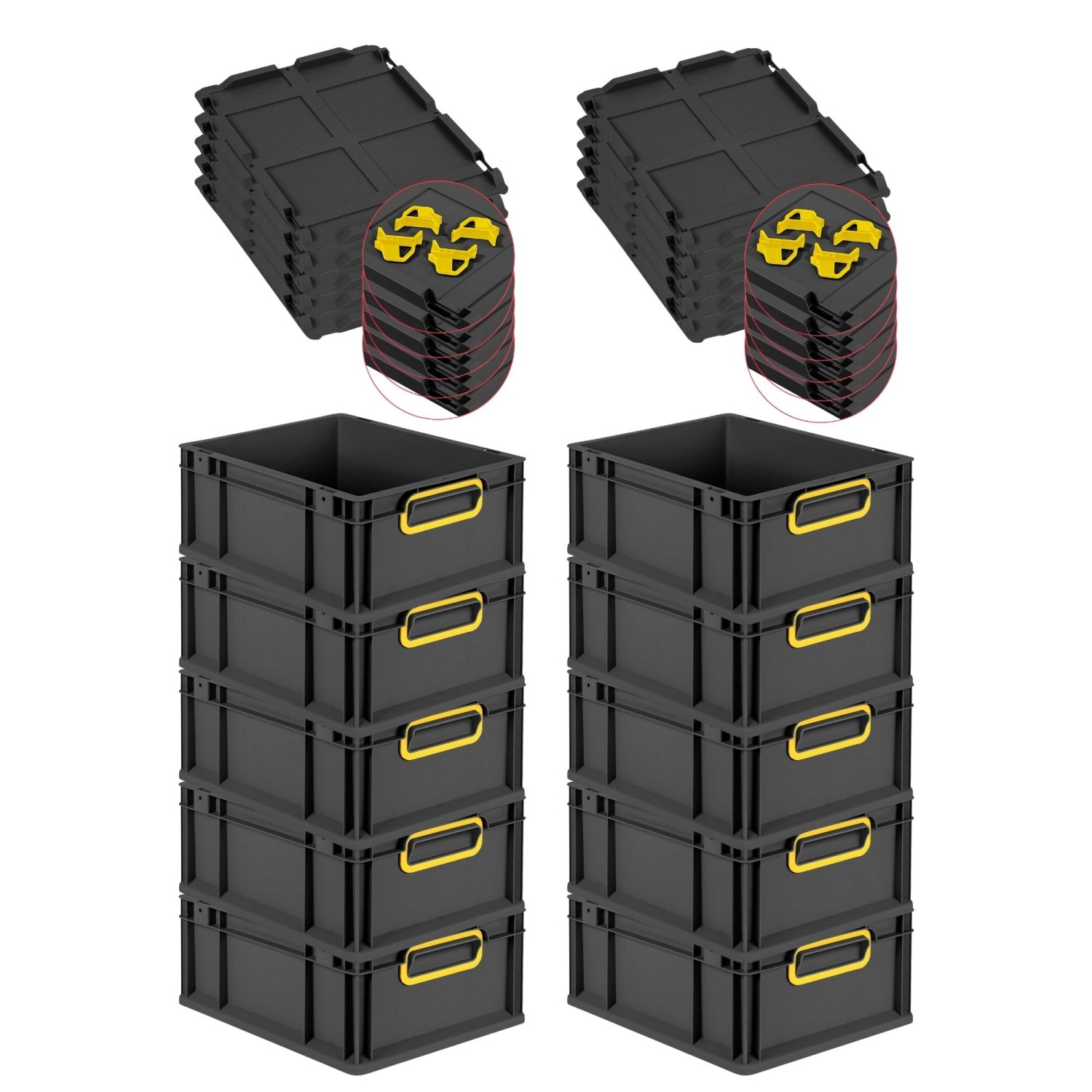 PROREGAL SuperSparSet 10x Eurobox Nextgen Color Mit Auflagedeckel HxBxT 17x günstig online kaufen
