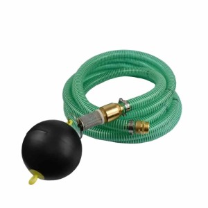 Klasebo Saug-Druckschlauch-Set mit schwimmender Entnahme, grünem 15m PVC-Schlauch, 1 Zoll und schwarzem Schwimmer.