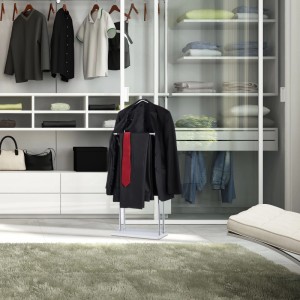 Relaxdays Herrendiener Metall Holz Silber Braun Freistehend 110 cm x 46 cm x 19 cm