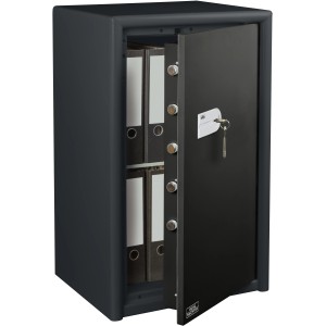 Burg-Wächter Sicherheitsschrank Combi-Line CL 460 K mit geöffneter Tür und Ordnern.