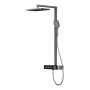 Emke Duschsystem mit Thermostat, anthrazit matt, mit Regendusche und Handbrause.