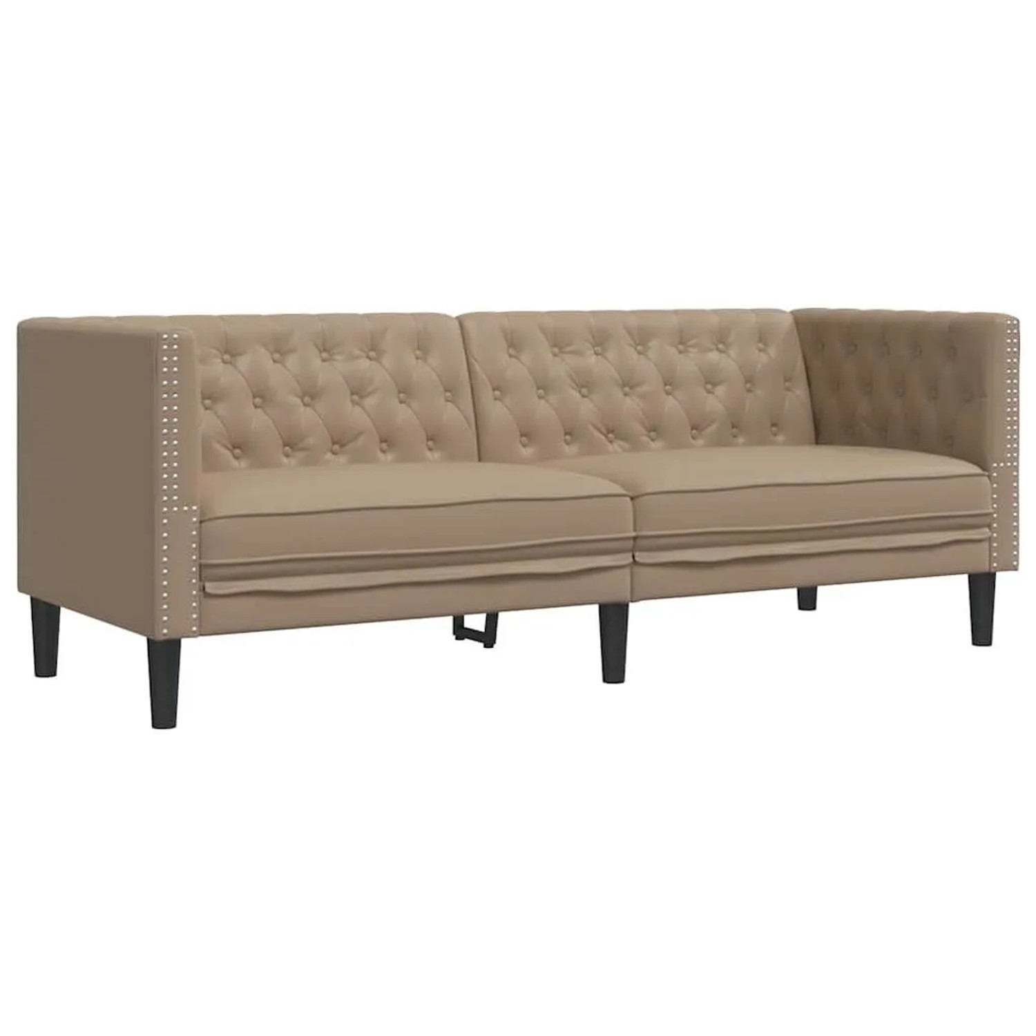 vidaXL Chesterfield-Sofa 3-Sitzer Cappuccino Kunstleder 372671