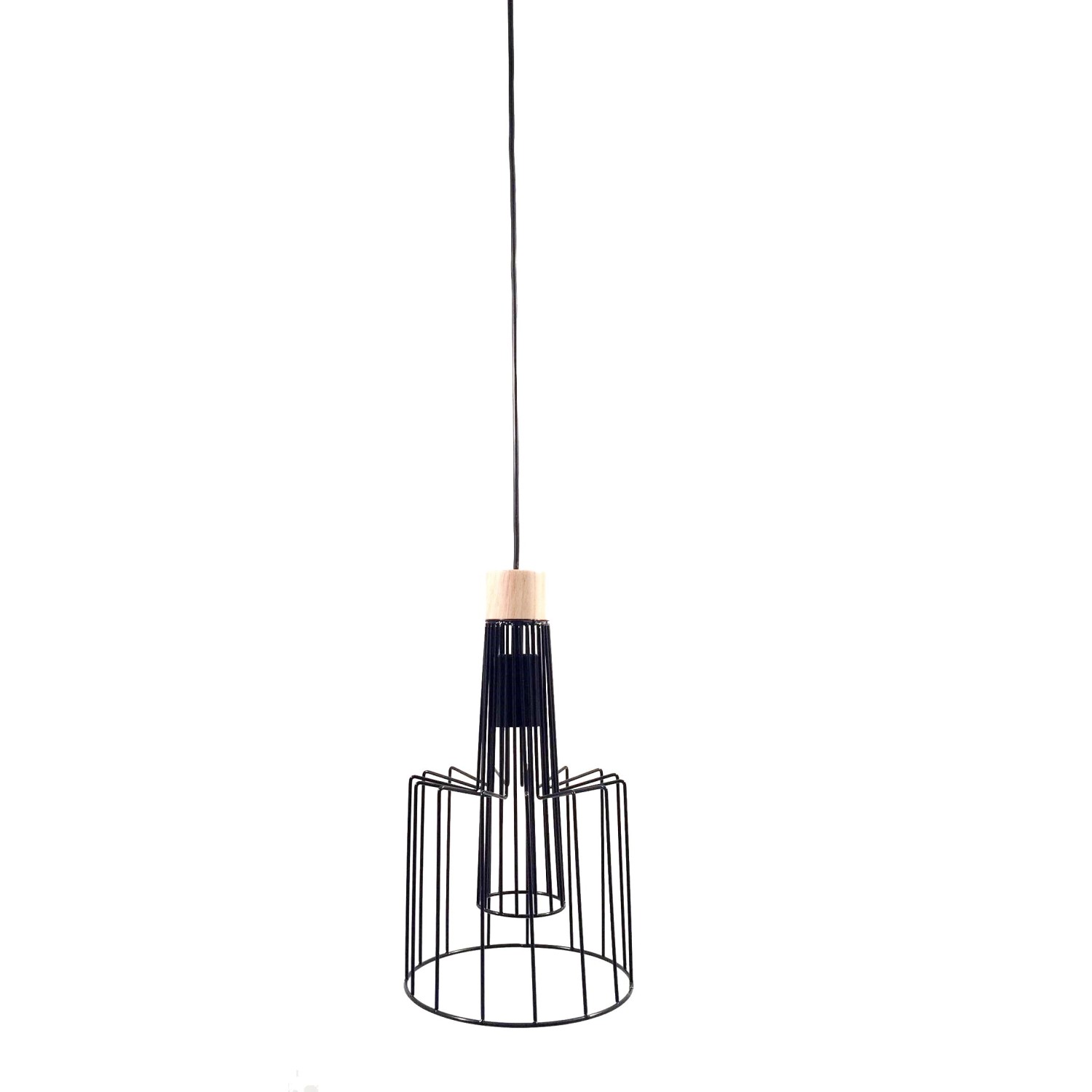 Dapo Decken Pendelleuchte Moa 20cm Holz Metall Schwarz E27 IP20 günstig online kaufen