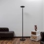 Schwarze, dimmbare Lindby LED Stehlampe Malea aus Metall, 180cm hoch, für Wohnzimmer.