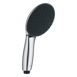 Grohe Vitalio Start 110 Handbrause in Chrom, mit schwarzer Brausefläche.