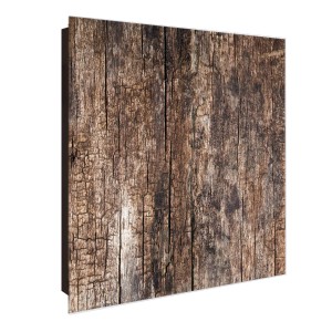 Banjado Schlüsselkasten Glas 30x30cm mit Altes Holz Motiv, 50 Haken, magnetisch und beschreibbar.