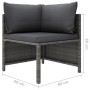 Graues vidaXL Gartenmöbel-Set Eckteil aus Rattan mit anthrazitfarbenen Kissen, 60x60 cm.