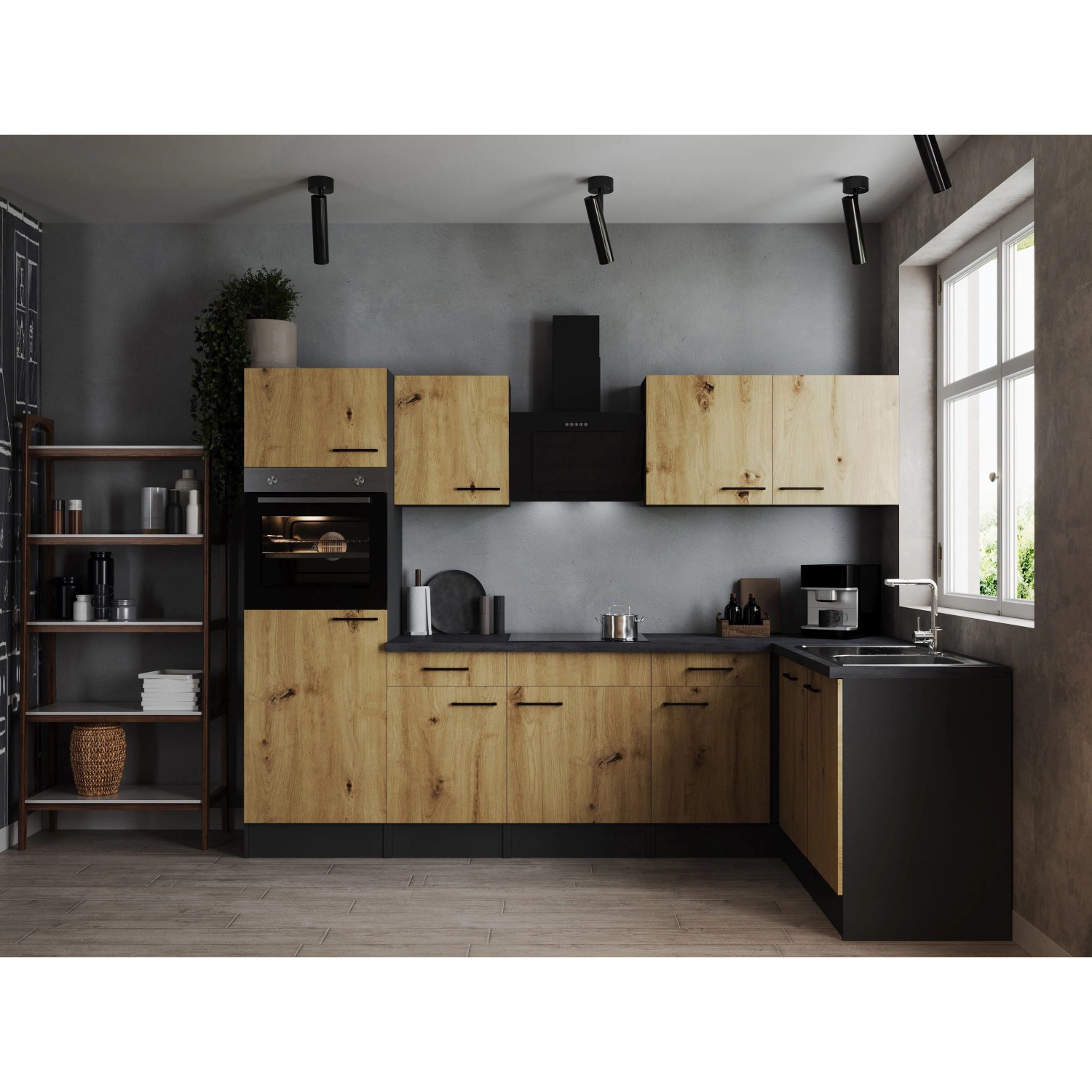Respekta Winkelküche Oliver 280 cm Artisan Eiche