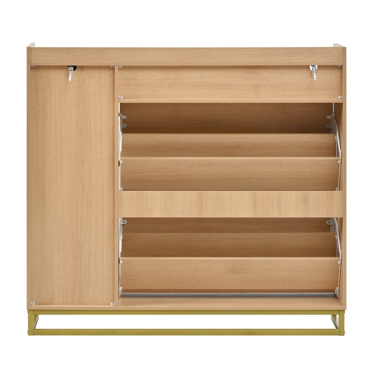 okwish Schuhschrank mit Klappdeckel Eingangsbereich 110x24x100cm Natur