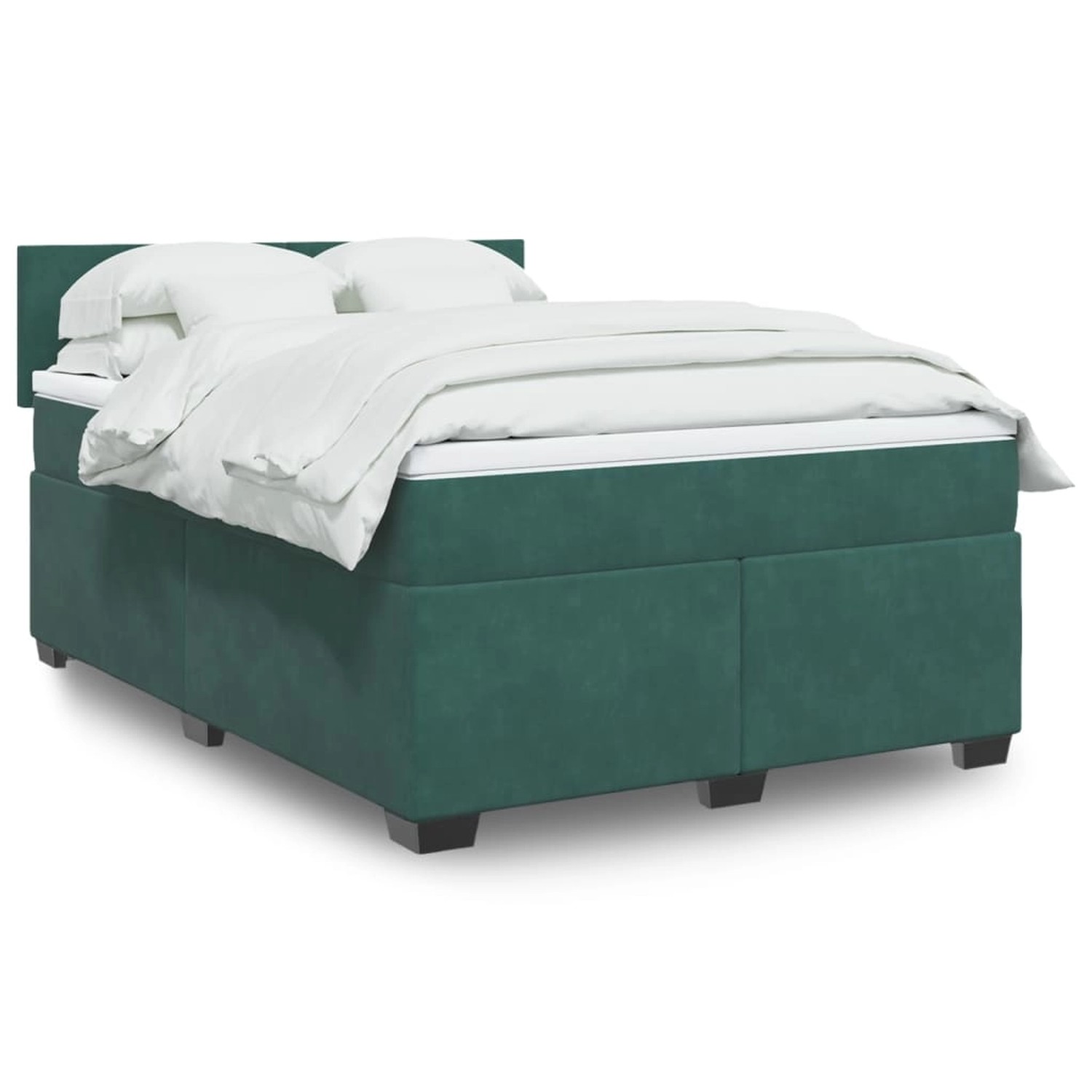 vidaXL Boxspringbett mit Matratze Dunkelgrün 140x190 cm Samt 3288603 günstig online kaufen