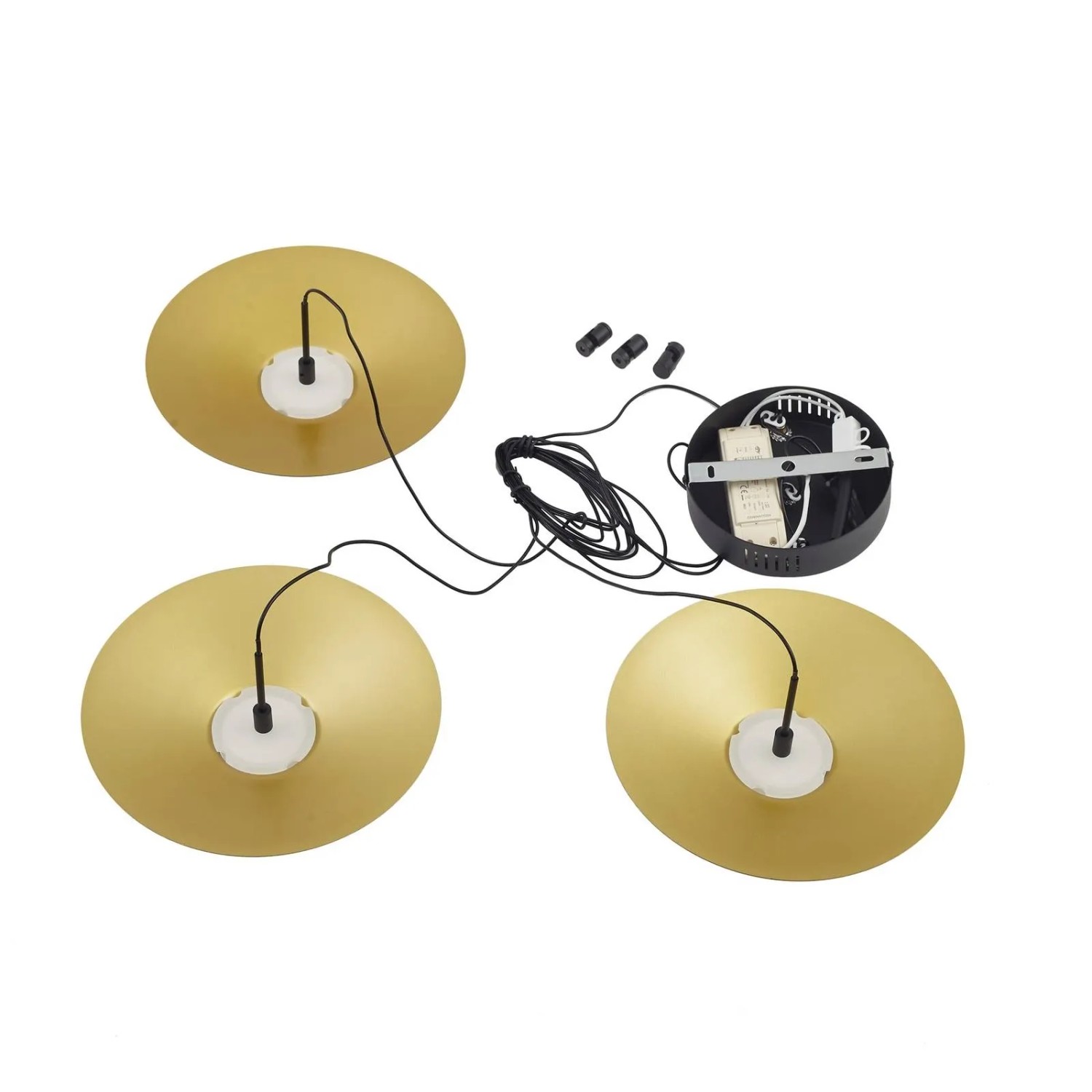 Moderne, dimmbare LED-Pendelleuchte Norvind, 6-flammig, schwarz/gold aus Metall für Wohnzimmer.