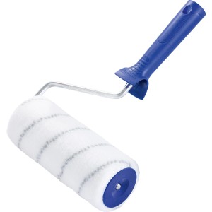 LUX-TOOLS PRO Farbwalze Lacke, 18 cm, mit blauem Griff für glatte Flächen.